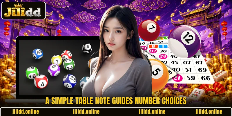 A simple table note guides number choices A simple table note guides number choices