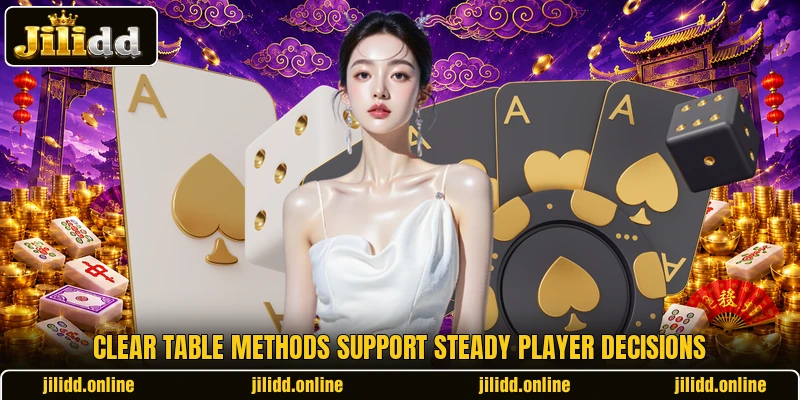 Clear table methods support steady player decisions Clear table methods support steady player decisions