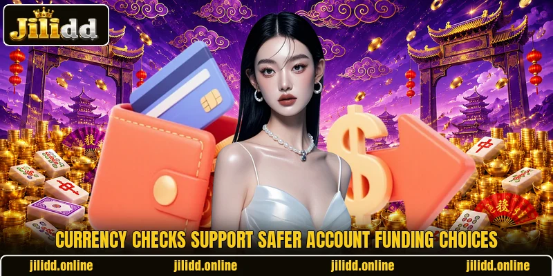 Currency checks support safer account funding choices