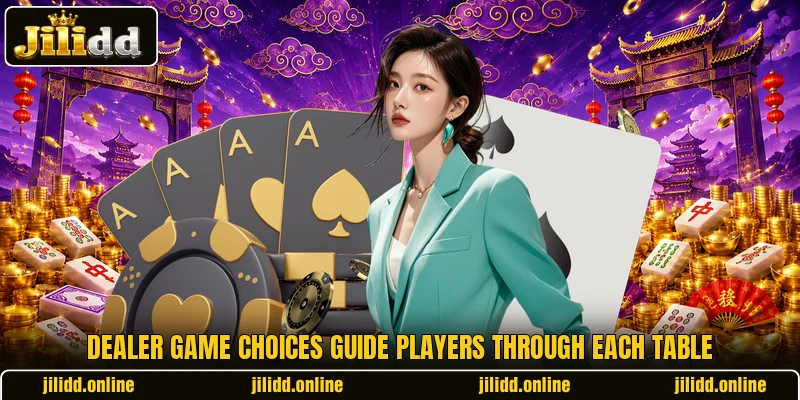 Dealer game choices guide players through each table Dealer game choices guide players through each table