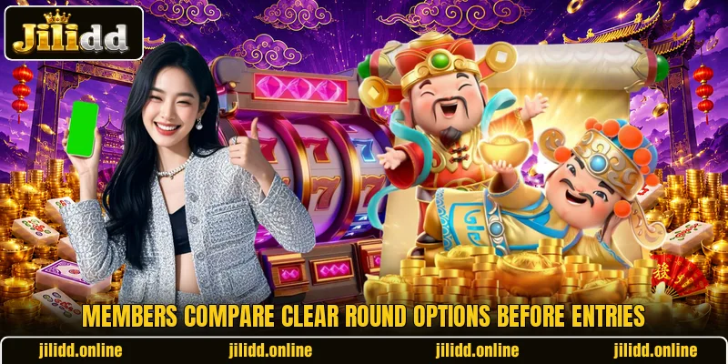 Members compare clear round options before entries