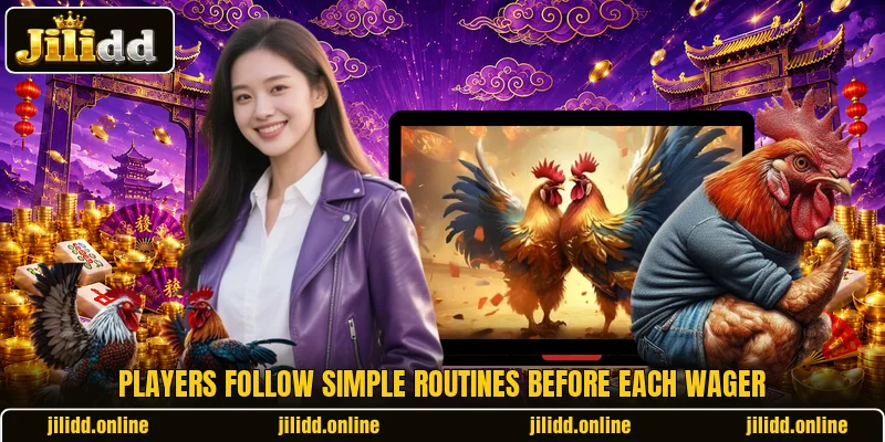 Players follow simple routines before each wager