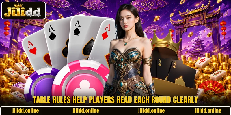 Table rules help players read each round clearly Table rules help players read each round clearly